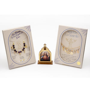 Combo 2: Collar + Aretes Madres + Pulsera Ángel de la Guarda + Obsequio Corazón de Jesús