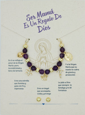 Combo 2: Collar + Aretes Madres + Pulsera Ángel de la Guarda + Obsequio Corazón de Jesús