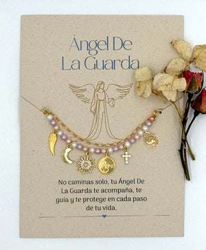 Combo 2: Collar + Aretes Madres + Pulsera Ángel de la Guarda + Obsequio Corazón de Jesús