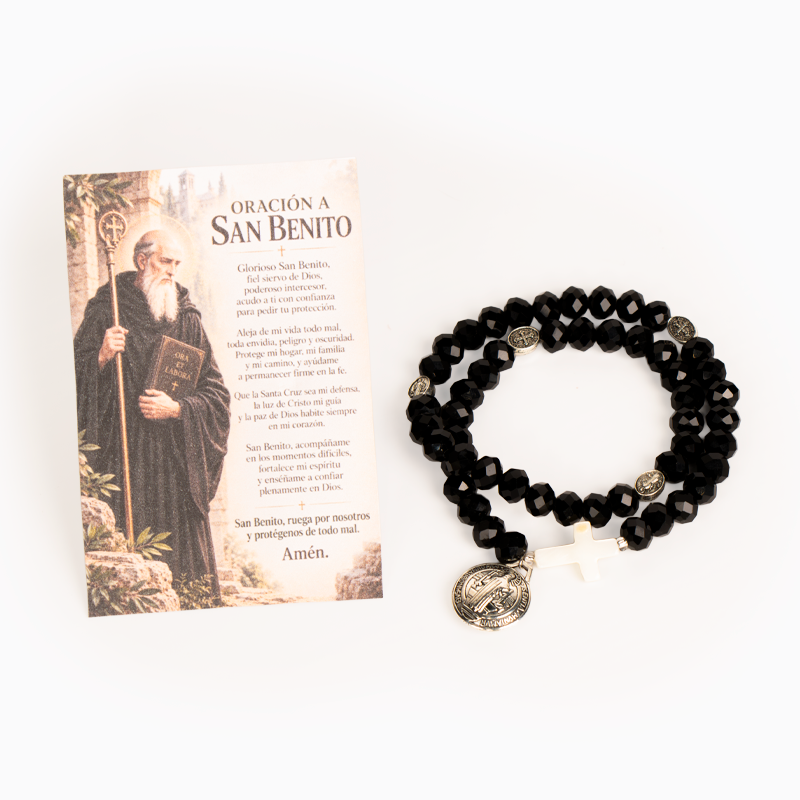 Camándula Pulsera Negra San Benito