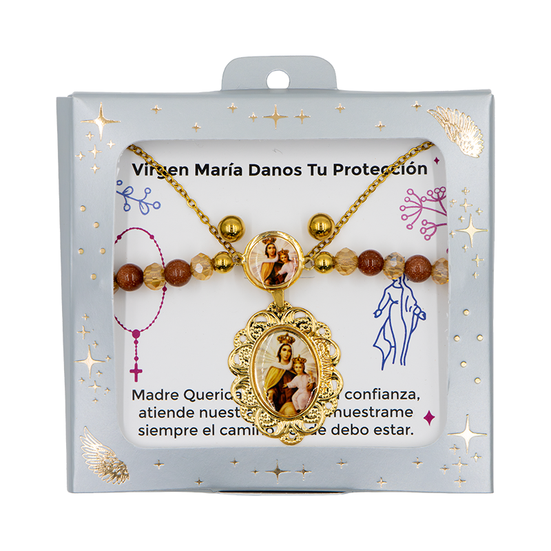Accesorios Virgen del Carmen (collar + aretes + pulsera)