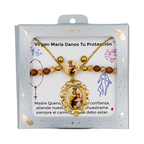 Accesorios Virgen del Carmen (collar + aretes + pulsera)