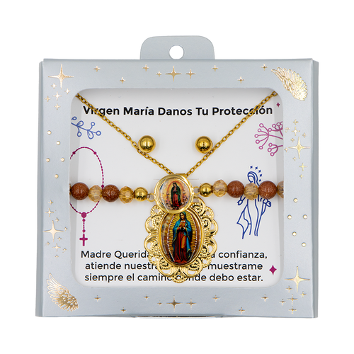 Accesorios Virgen de Guadalupe (collar + aretes + pulsera)